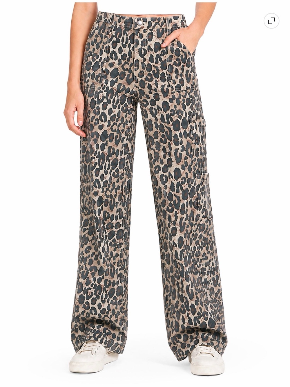 Viral No Boundaries Leopard Wide Leg Cargo Pants